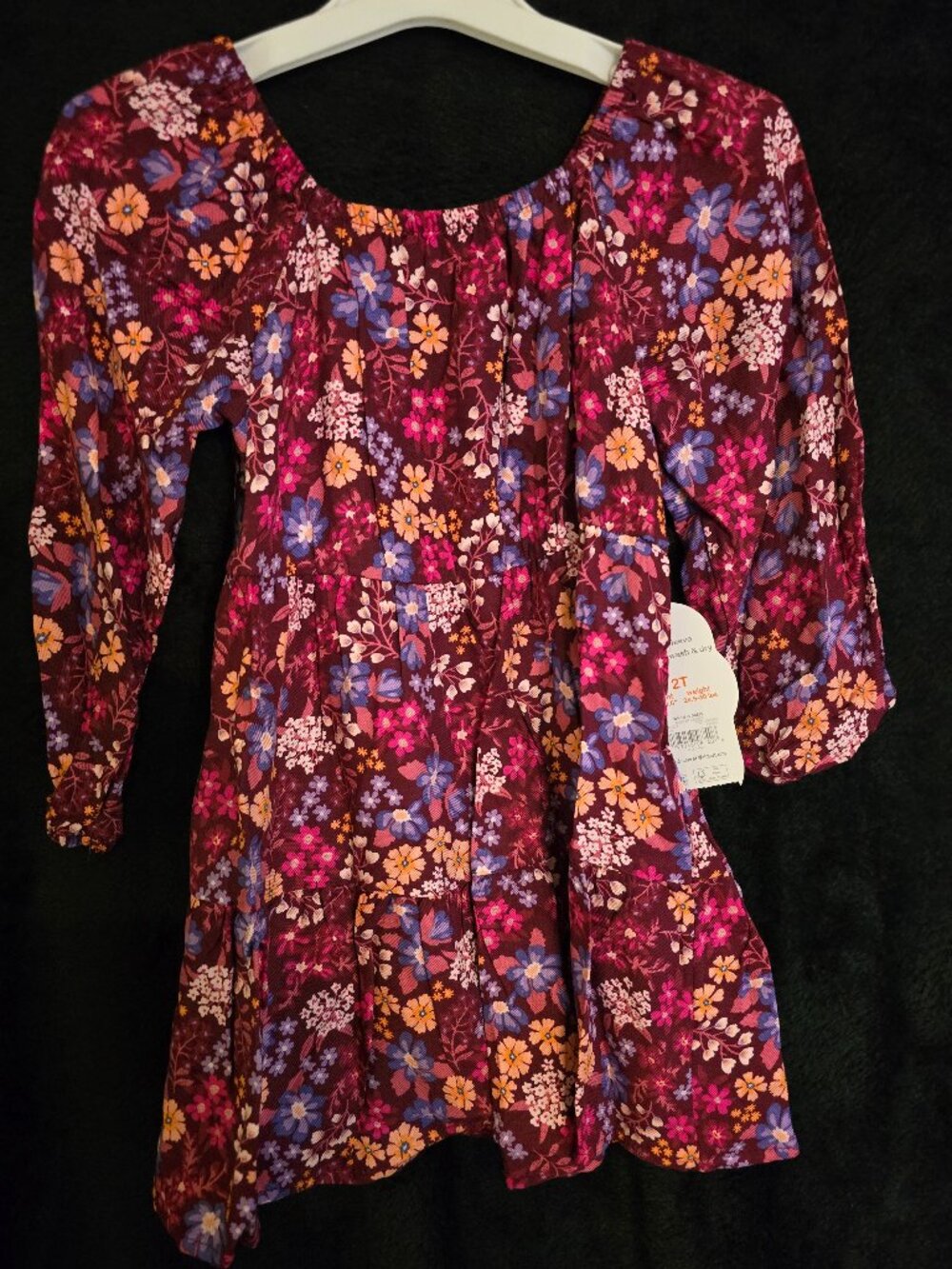 NWT Wonder Nation Toddler Girl Floral Long Sleeve Dress Size 2T